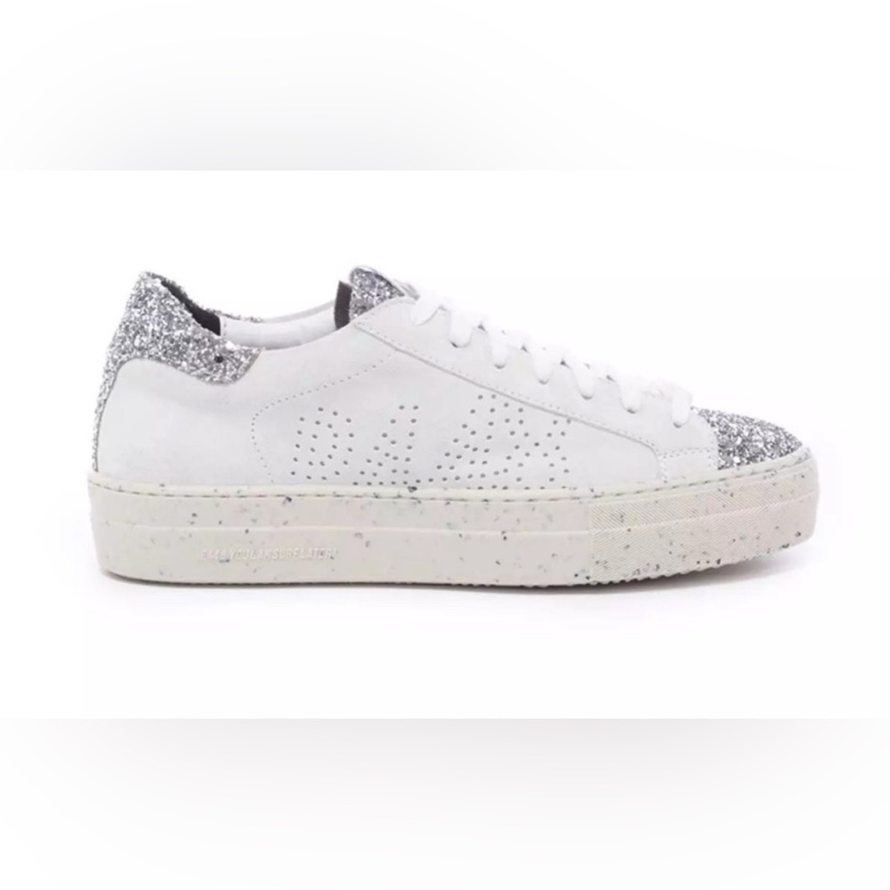 NWT P448 White and Silver Thea Sneakers, size 40